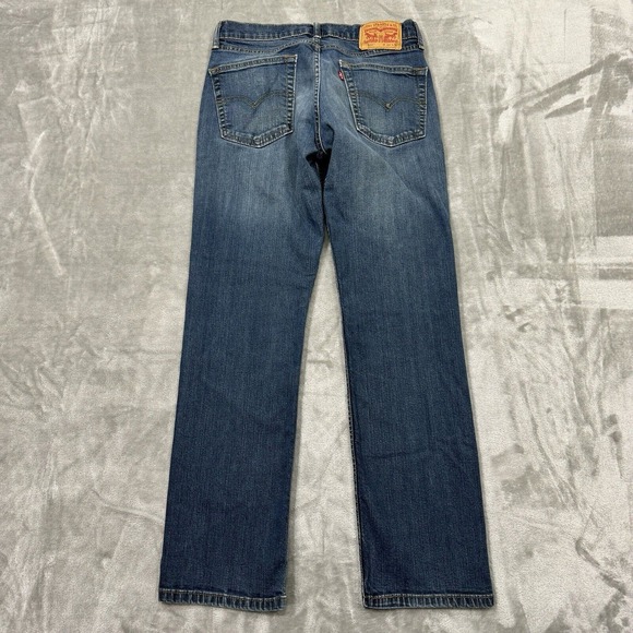 Levis Jeans Mens 29x29 Blue 514 Straight Fit Stretch Medium Wash Denim Work Logo - Picture 1 of 10